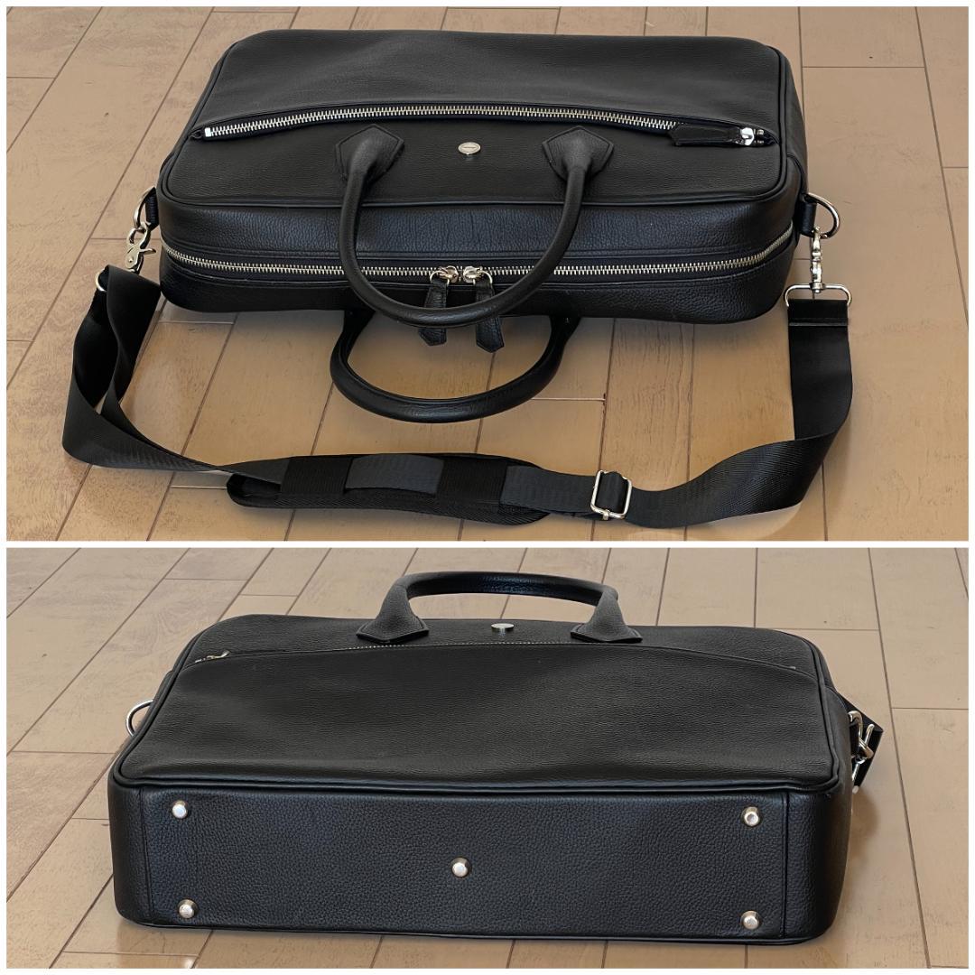 【美品・定価85,800円】hinn エンボスレザー ビジネスバッグ(オマケ付)