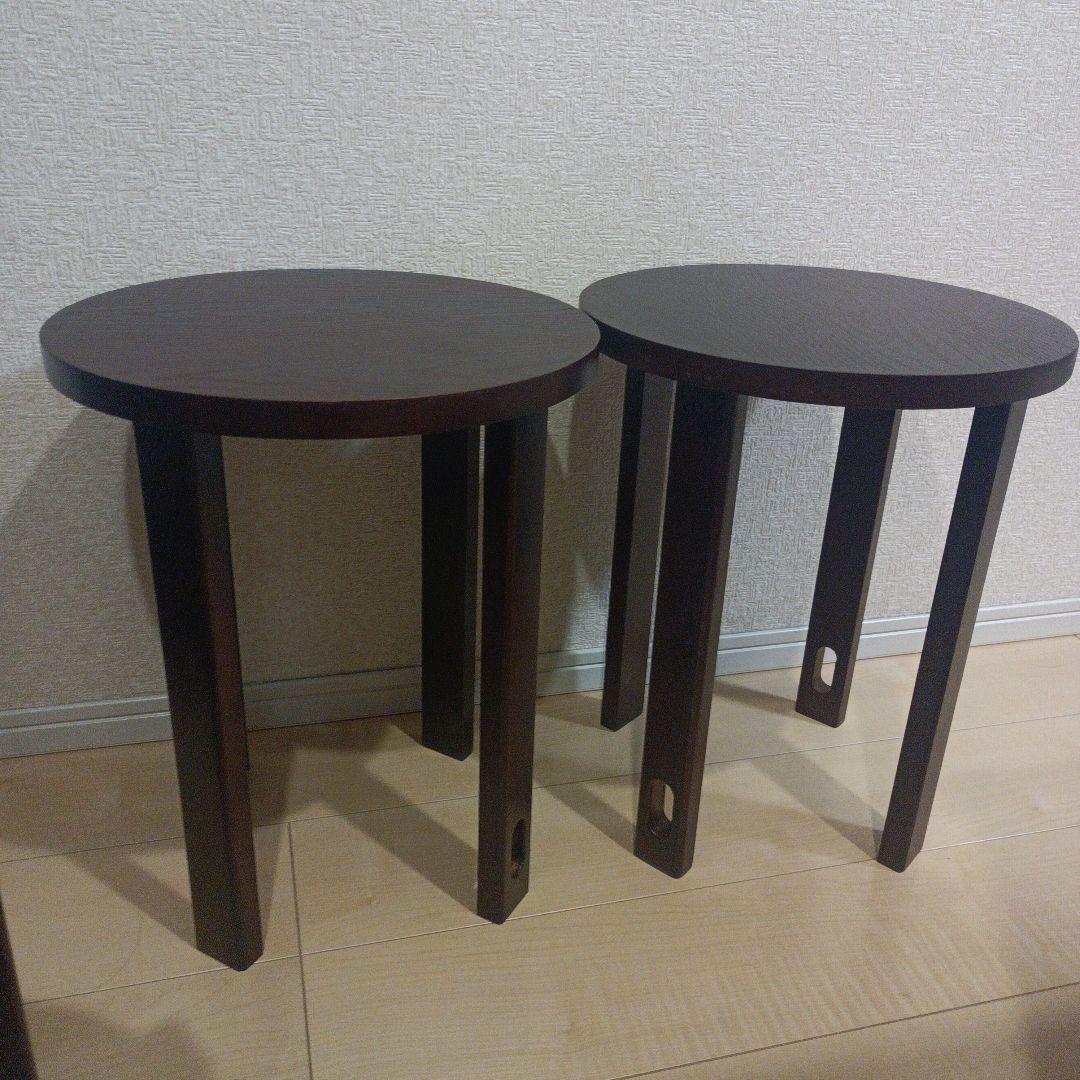 天然木 サイドテーブル スツール 4脚セット スタッキング北欧 モダン シンプル