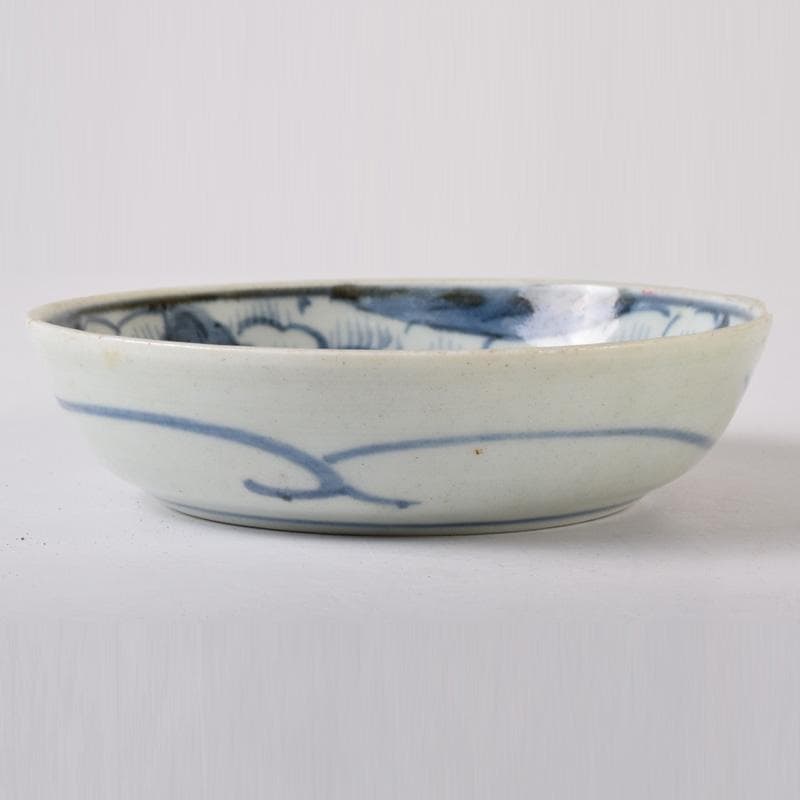 和食器　伊万里焼　古伊万里　染付　花草文　皿　八客　時代箱付　C　7626