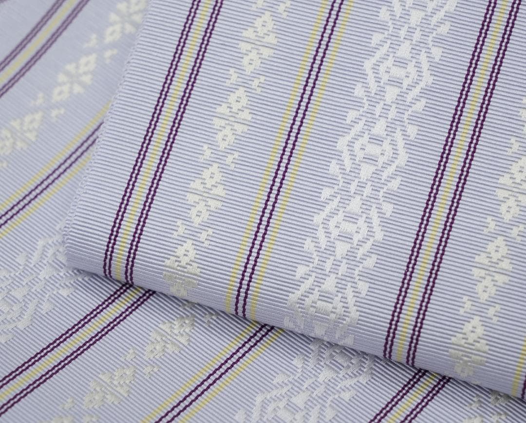 新品 博多織 【長尺】単衣半幅帯 浴衣帯 暁鼠 五本献上柄 帯端処理済