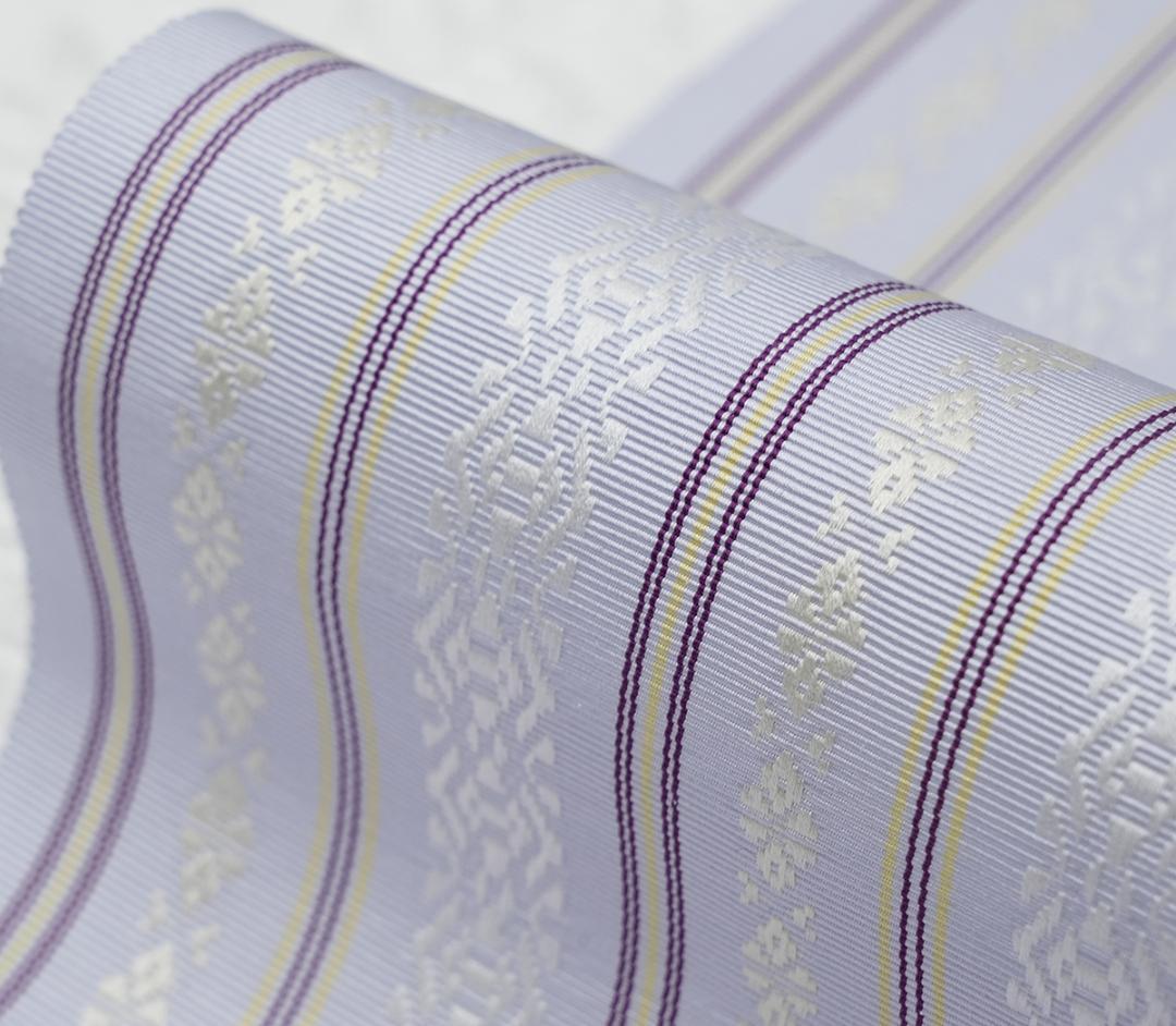 新品 博多織 【長尺】単衣半幅帯 浴衣帯 暁鼠 五本献上柄 帯端処理済