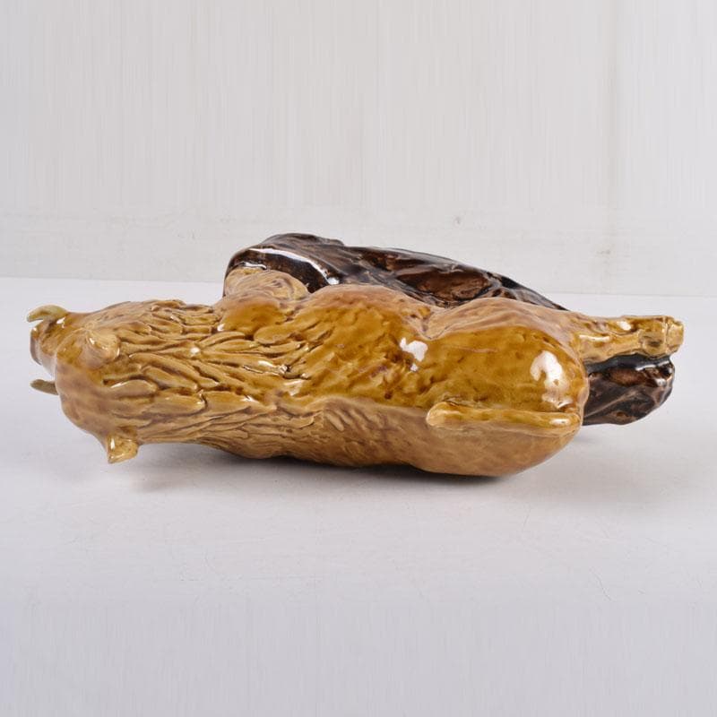 九谷焼 柳雨軒 三代八十吉 徳田正彦作 獅子 干支置物 共布共箱 C 8408A