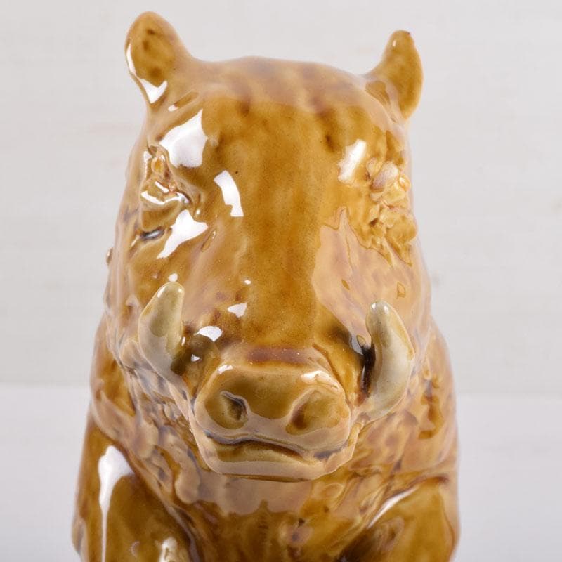 九谷焼 柳雨軒 三代八十吉 徳田正彦作 獅子 干支置物 共布共箱 C