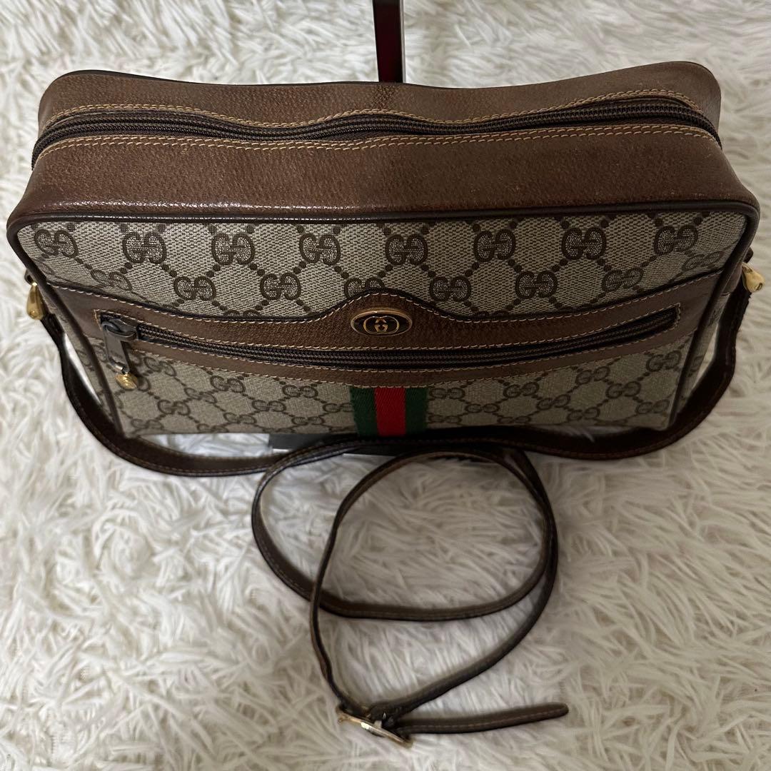 値下げ オールドグッチ GG 総柄 レザー ショルダーバッグ シェリーライン