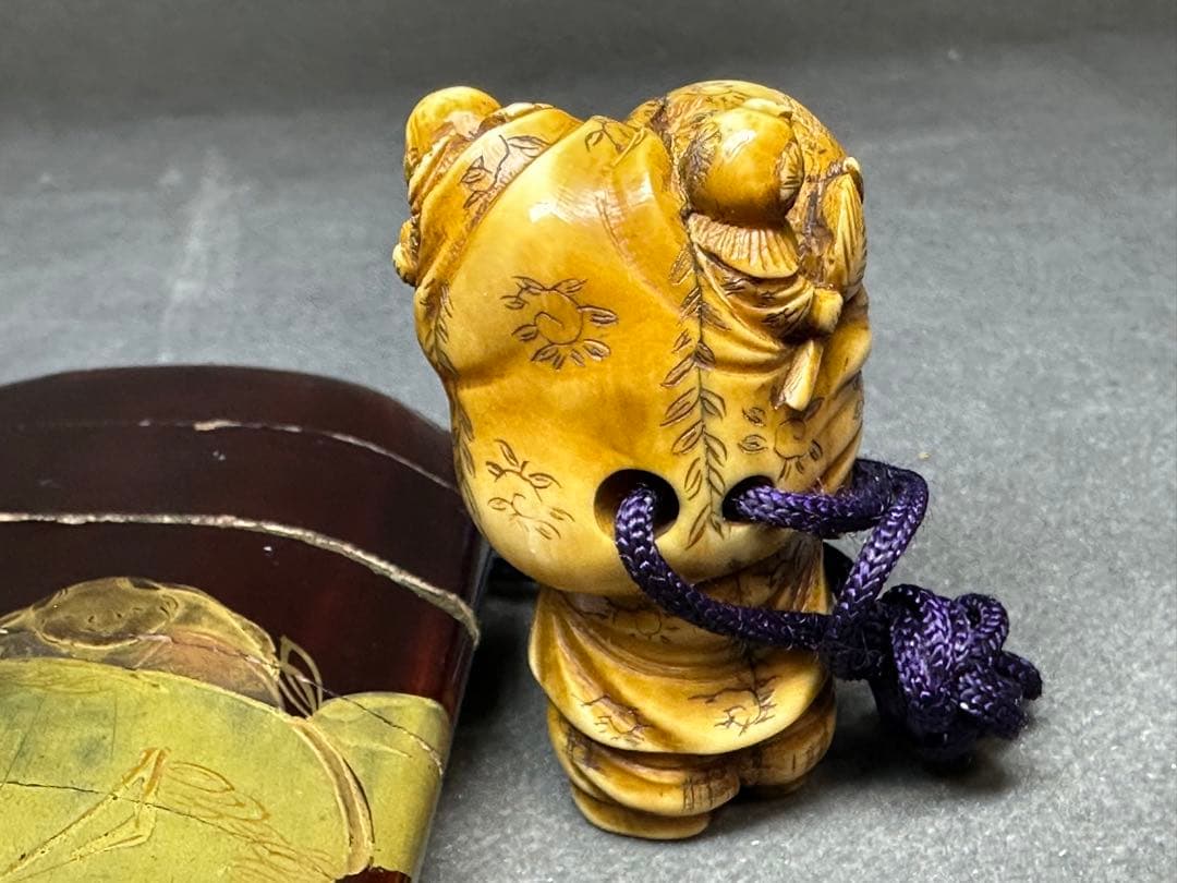 極上印籠根付天然素材置物古美術品 細密細工骨董アンティーク彫刻