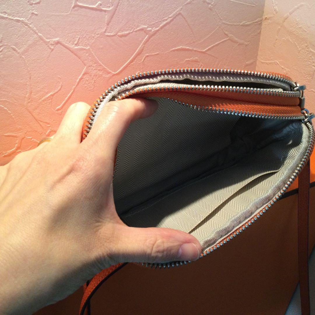 BA　本革製☆Hロゴオレンジ ショルダーバッグ