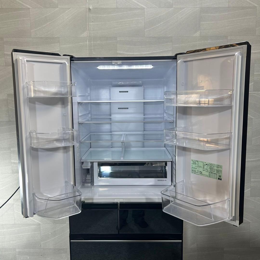 HITACHI 600L 大型冷蔵庫 6ドア ミラーパネル 2021 d4482