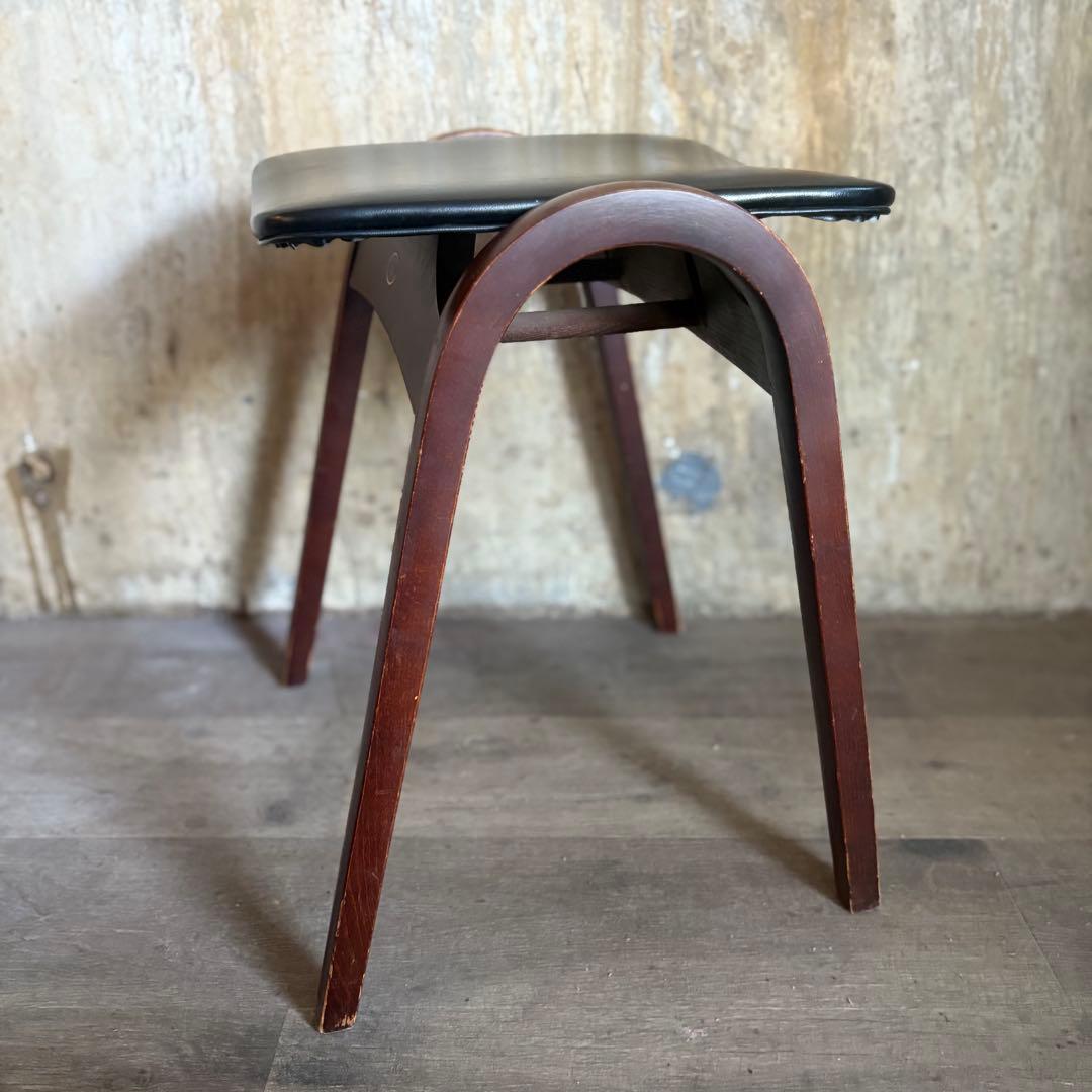 秋田木工　スタッキングスツール　ブラック　剣持勇　曲木