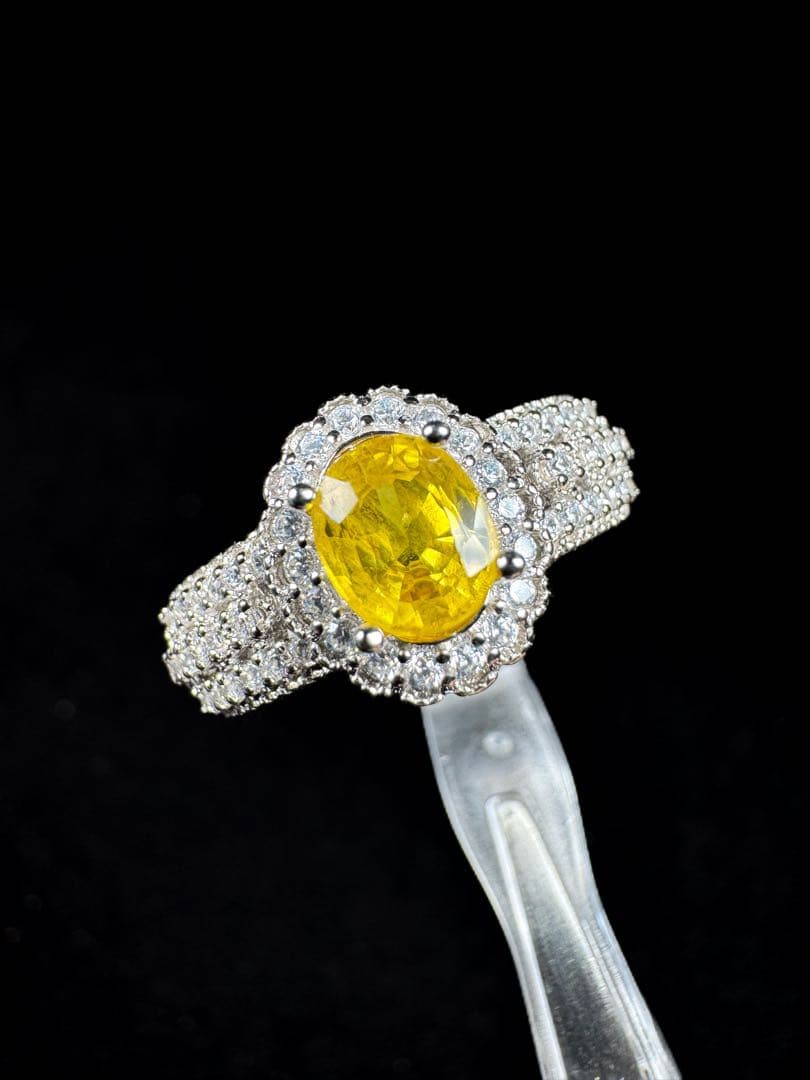 新作　天然イエローサファイア リング 1.029ct S925 鑑ソ付