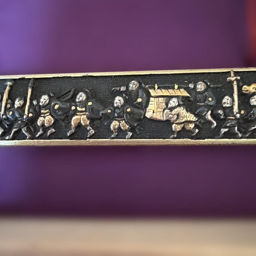 骨董品　古美術　金銀象嵌 赤銅魚々子地小柄 趣深き逸品です　刀装具