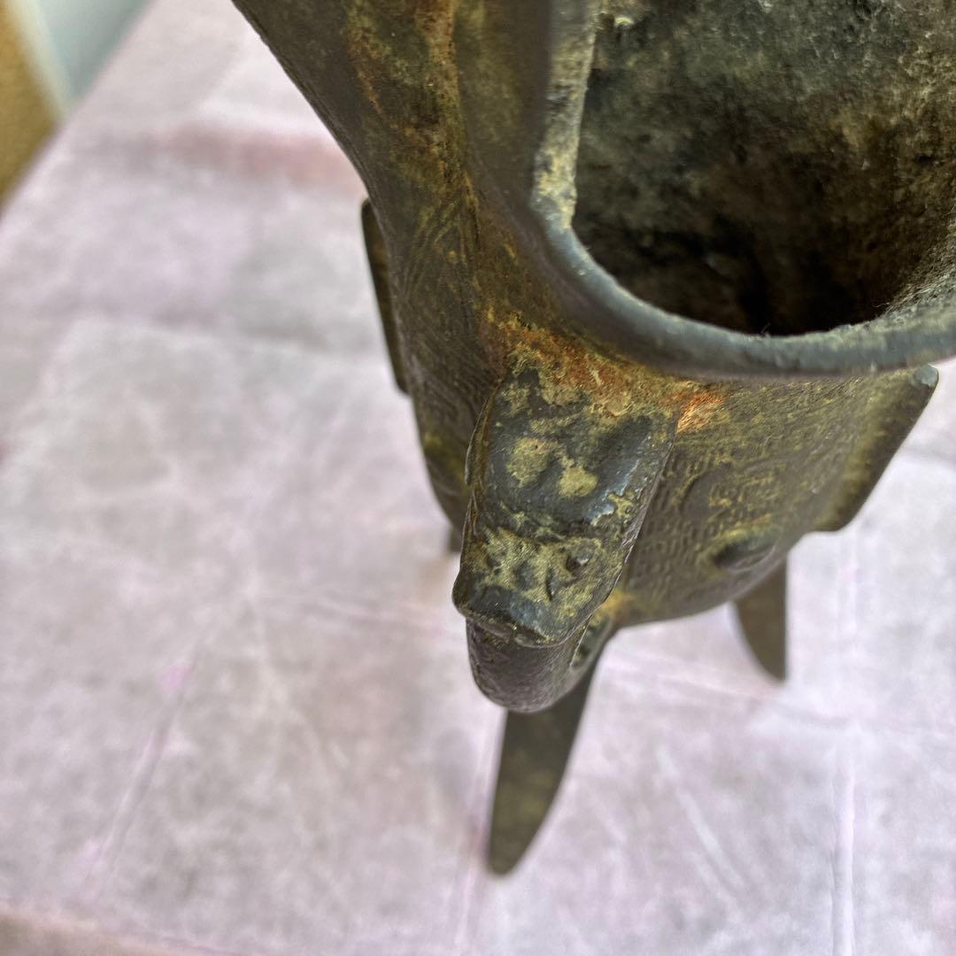 古風な青銅製三脚ワイン容器、ジュエ、宋明朝 三国志覇道 爵杯＆孫堅頭巾