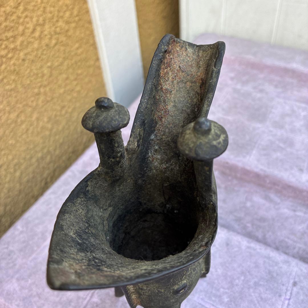 古風な青銅製三脚ワイン容器、ジュエ、宋明朝 三国志覇道 爵杯＆孫堅頭巾