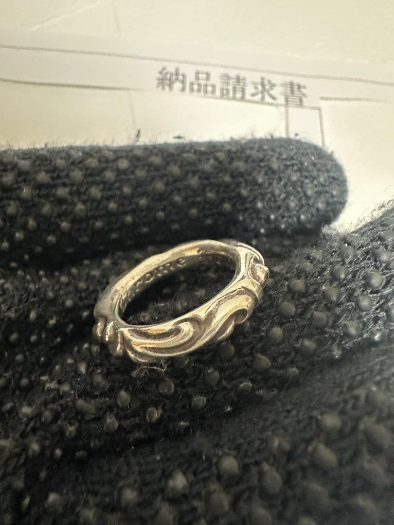 納品書有 クロムハーツ 正規品 スクロールバンド リング 約11.5号