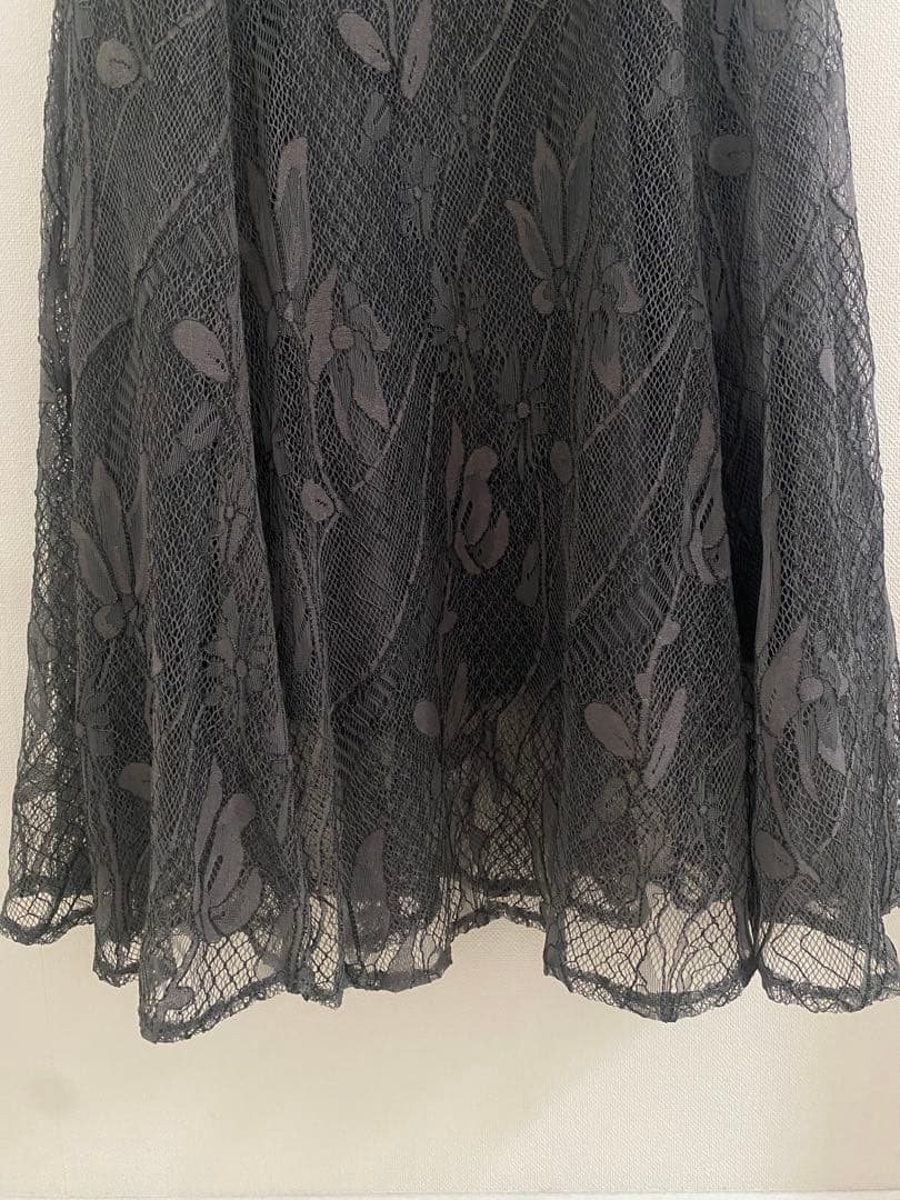 グレー フローラル刺繍 マキシドレス