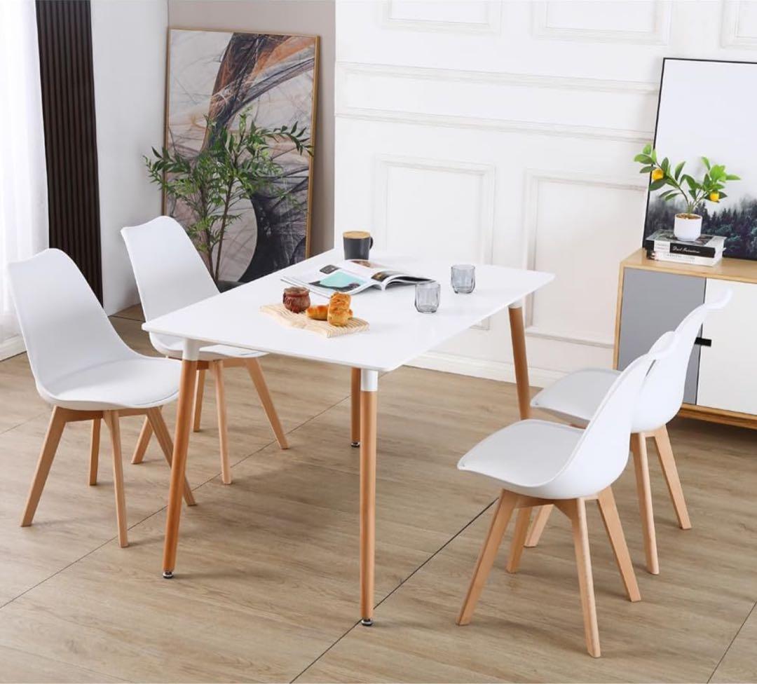 ダイニングテーブルとイームズチェア5点セット 食卓テーブル　ホワイト北欧セット