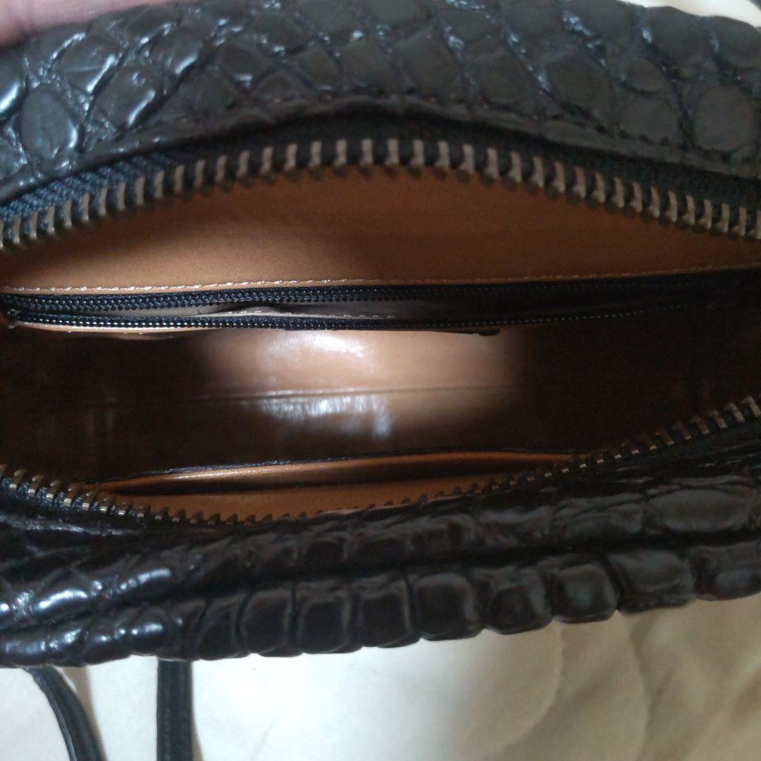 早いもの勝ち池田工芸、黒 クロコダイル ショルダーバッグ