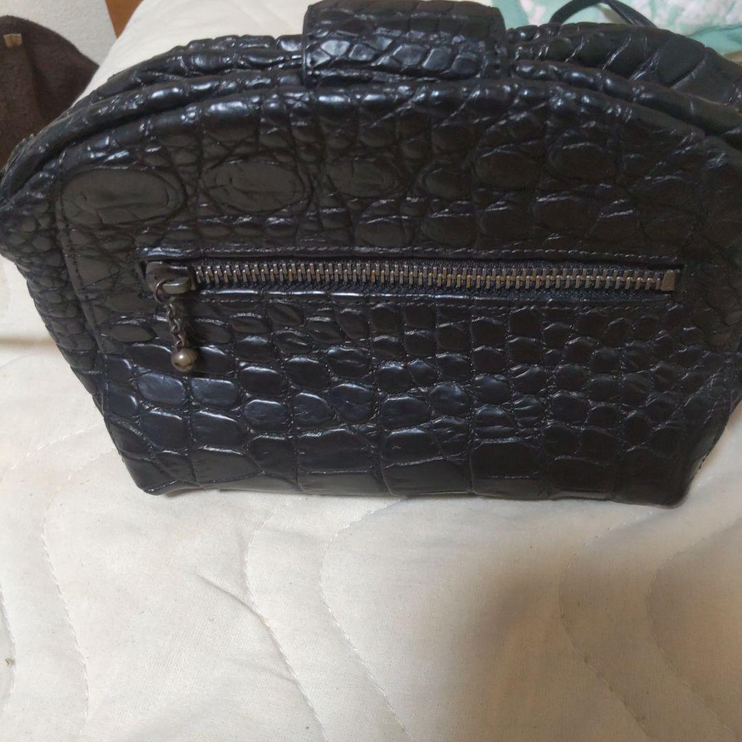 早いもの勝ち池田工芸、黒 クロコダイル ショルダーバッグ