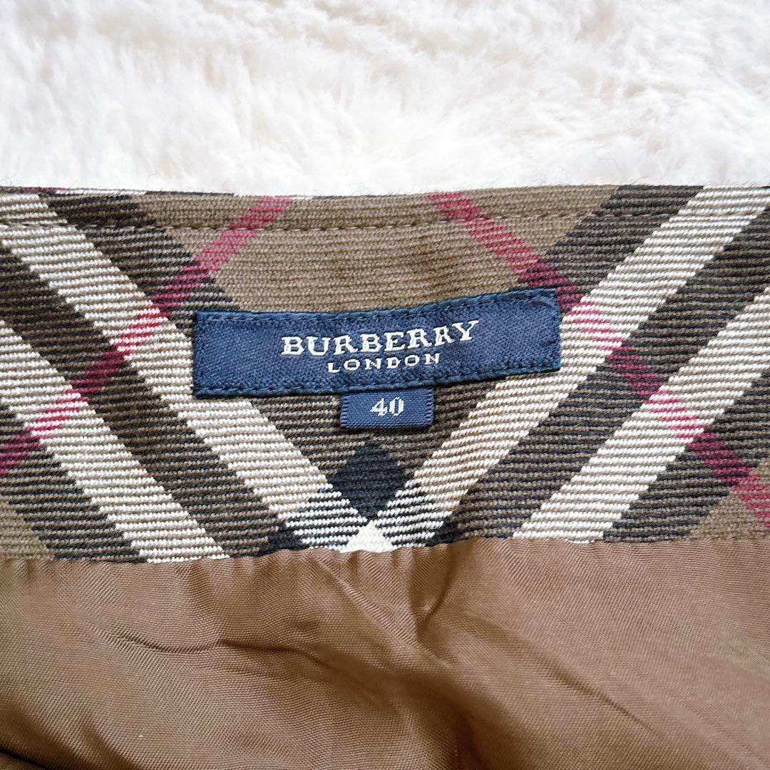バーバリーロンドン ウールスカート ノバチェック ブラウン 40 L