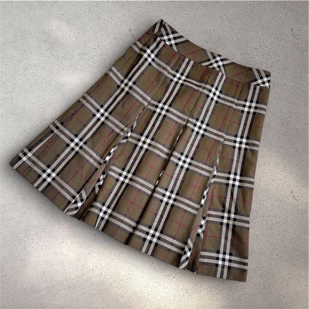 バーバリーロンドン ウールスカート ノバチェック ブラウン 40 L