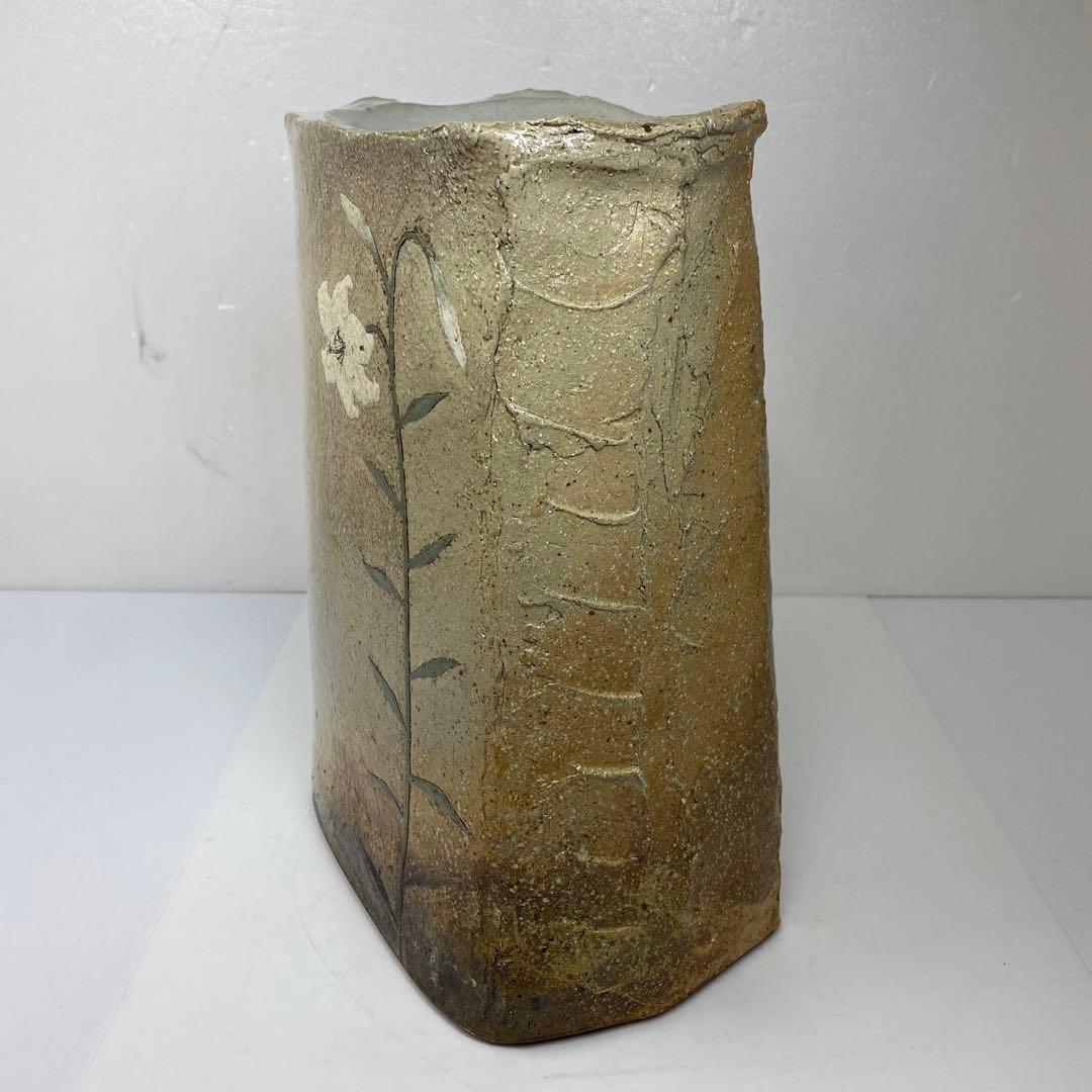 専用美品 十五代 坂倉新兵衛 百合の絵萩灰被花器共