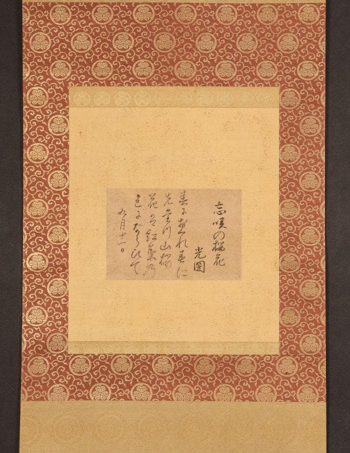 ♪新発見♪◇『徳川光圀』和歌「忘咲の桜花」掛軸 三つ葉葵紋 水戸光圀