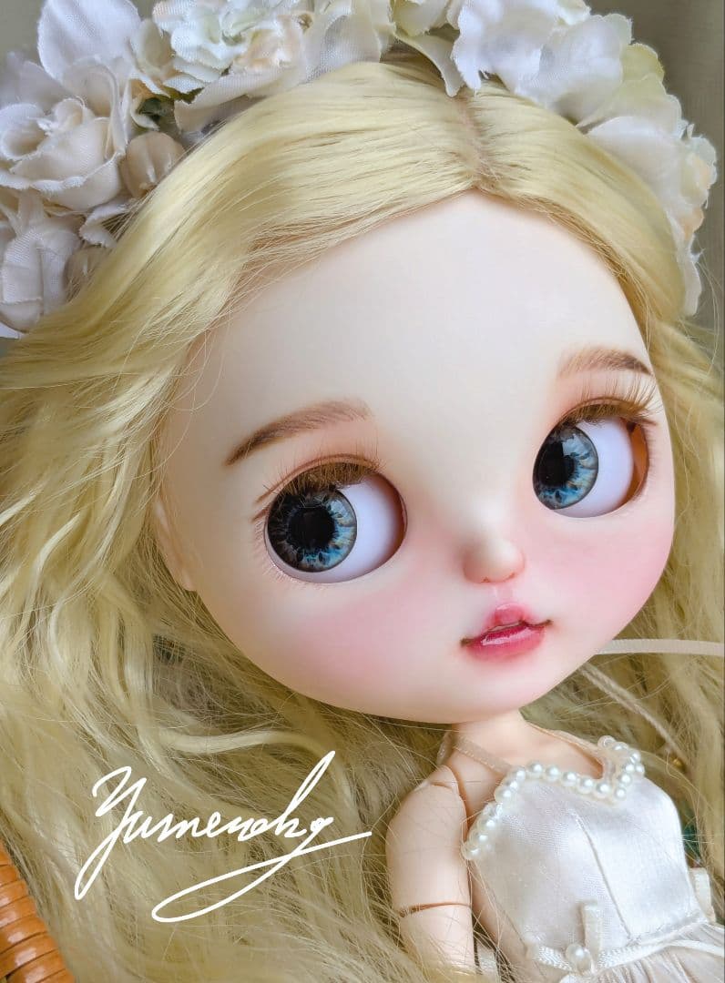 カスタムアイシードール ❀被せるウィッグ付き ドレス 花かんむり