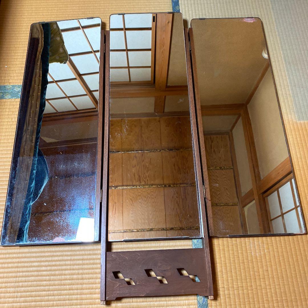 推定昭和43年(1968)千葉の松戸で手渡し可！ 昭和レトロ三面鏡アンティーク