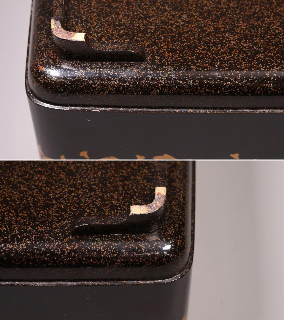 【MA808】時代 加賀蒔絵 桐鳳凰・花唐草 金蒔絵 梨地 饅頭箱 菓子箱 漆芸