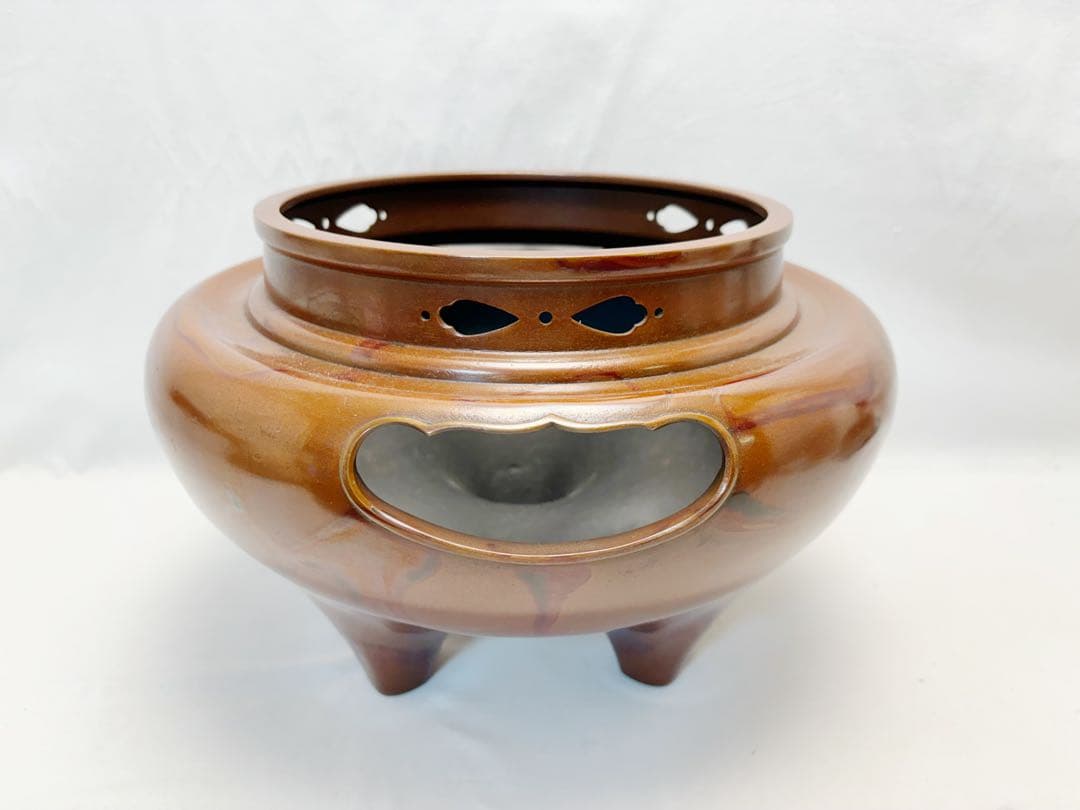 茶道具 釜師菊地政光 風炉師麻生雄芳造 唐銅 本焼釜添