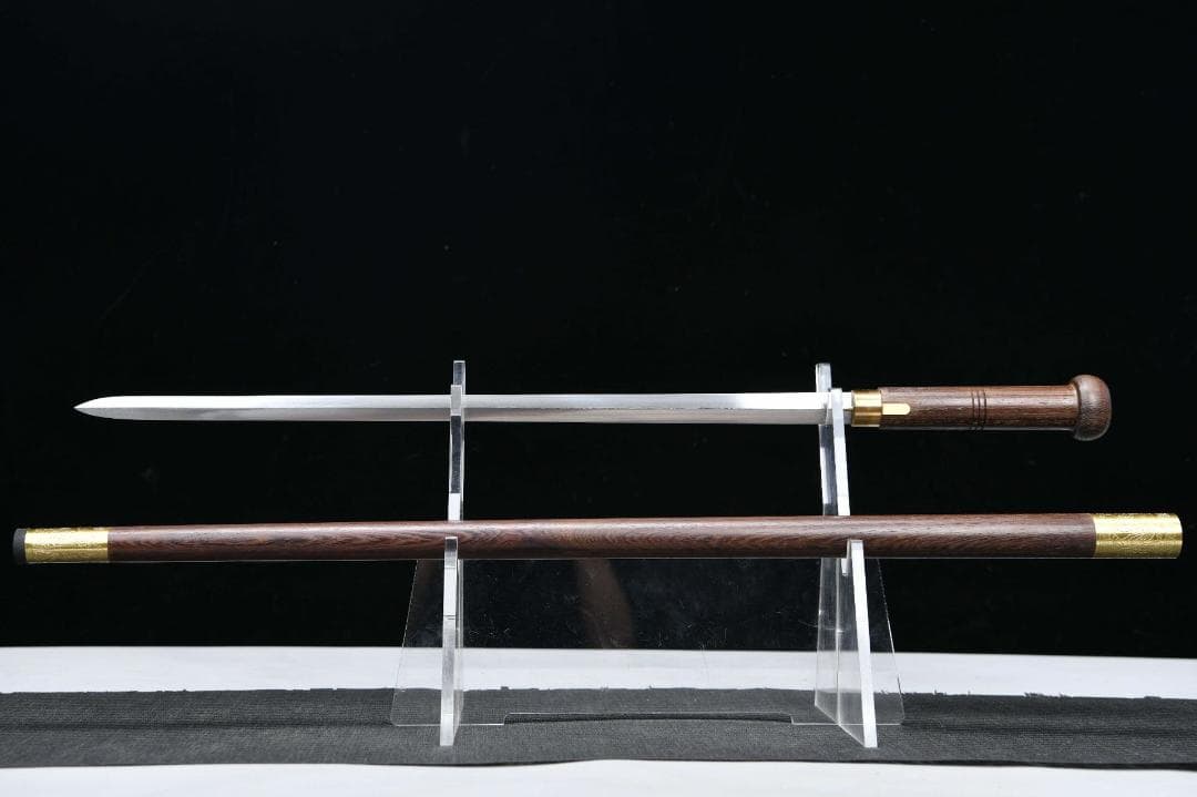 花梨木蒜模様鋼手杖剣 模造刀 居合刀 武士道 武蔵 鑑賞用 手鍛造打