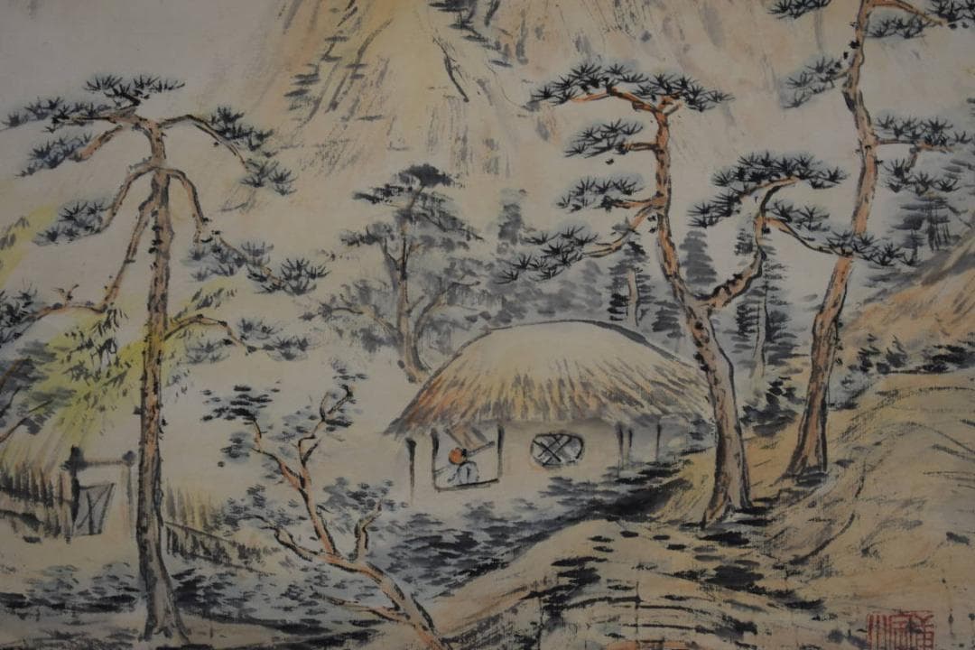 真作/矢野橋村/晴日閑居/桐共箱太巻二重箱付/布袋屋掛軸HF-20