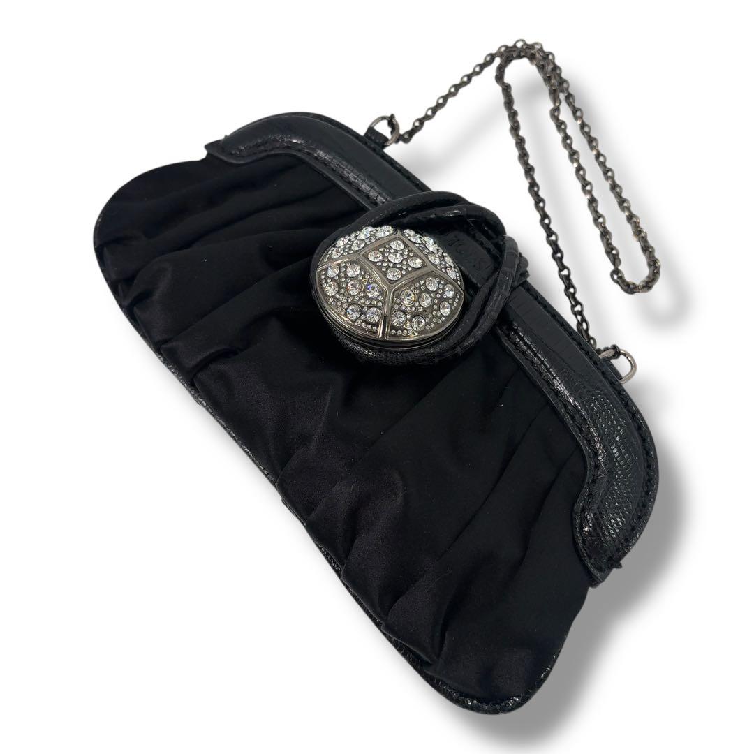 【極美品】Tod's トッズ　パーティバッグ　チェーン　レザー　ビジュー　黒