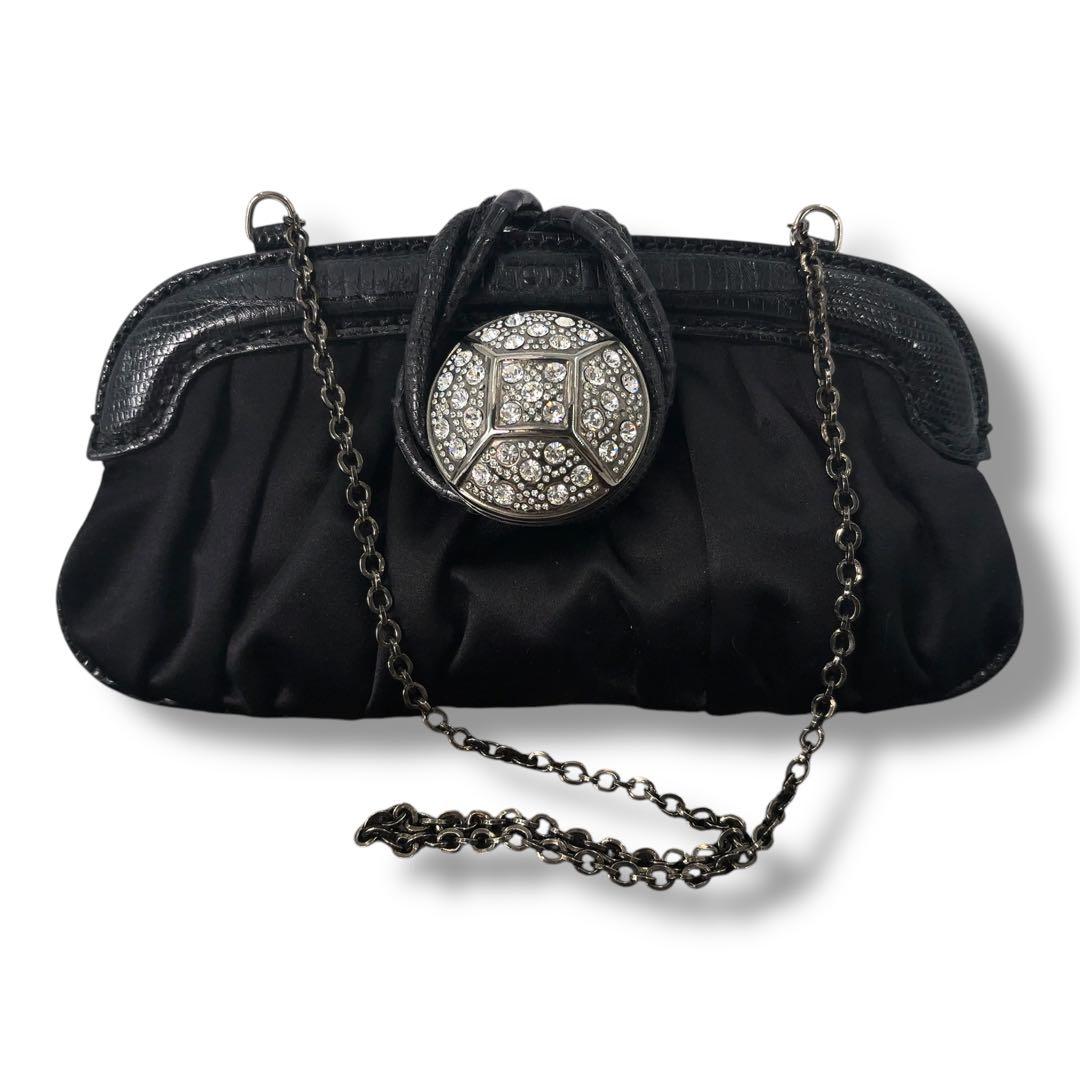 【極美品】Tod's トッズ　パーティバッグ　チェーン　レザー　ビジュー　黒