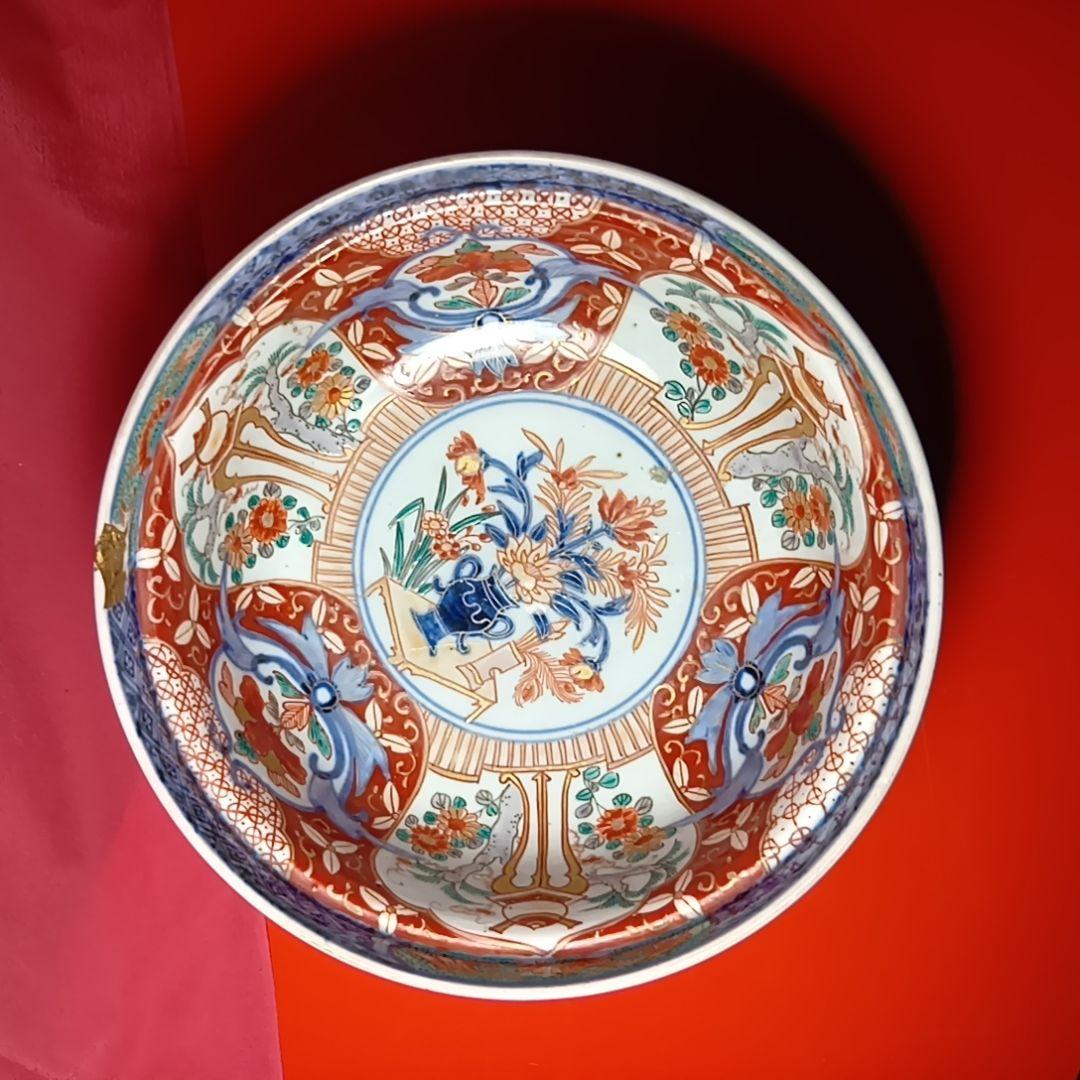 骨董品 金彩赤絵牡丹文 盛鉢 大鉢 菓子鉢 深鉢 丼鉢