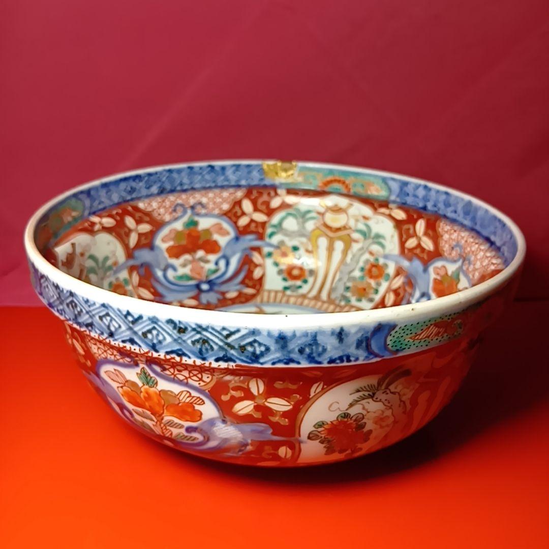 骨董品 金彩赤絵牡丹文 盛鉢 大鉢 菓子鉢 深鉢 丼鉢