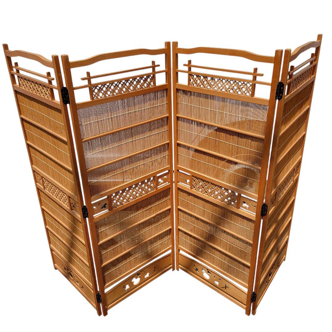 希少】簾屏風 御簾屏風 彫り パーテーション 衝立 ヴィンテージ 昭和レトロ