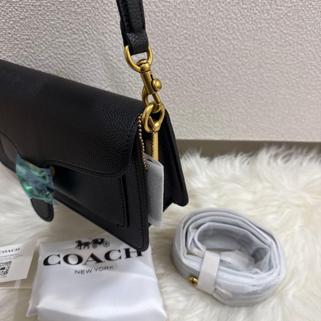 COACH ブラックレザー ショルダーバッグ26cm