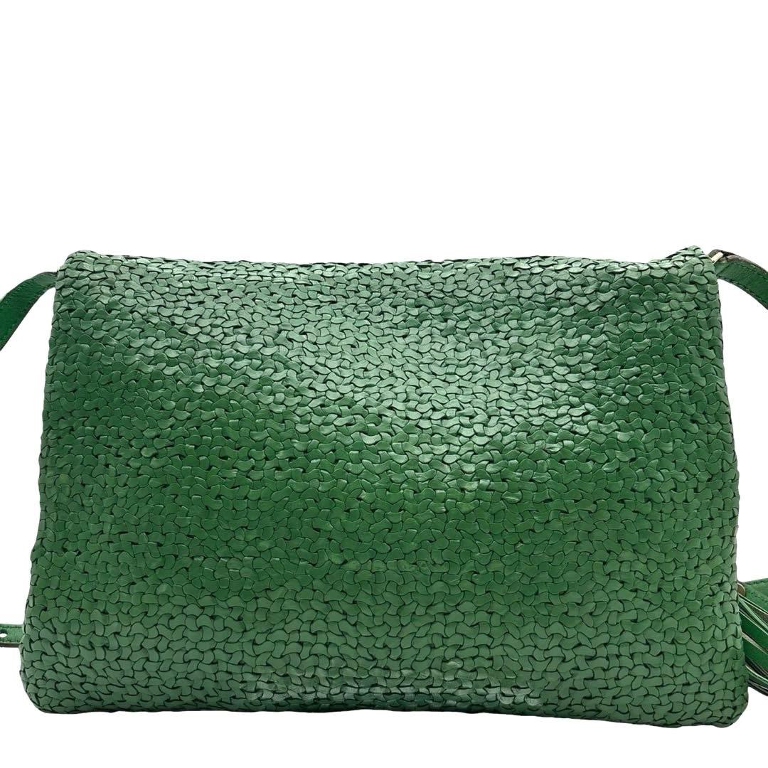 良品◎ アニヤハインドマーチ 斜めがけ可 ショルダーバッグ レザー グリーン