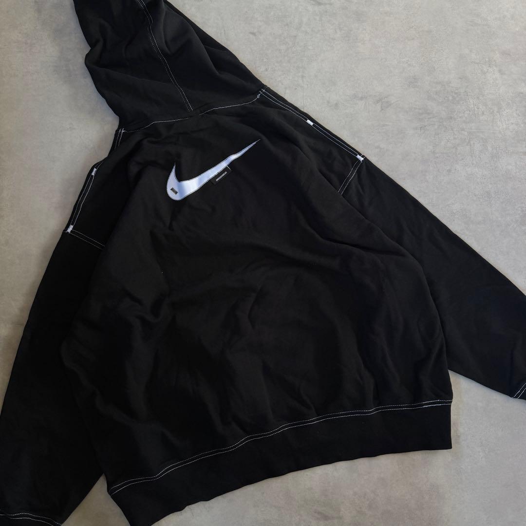 NIKE パーカー ブラック ホワイト ロゴ swoosh 上下 セット M