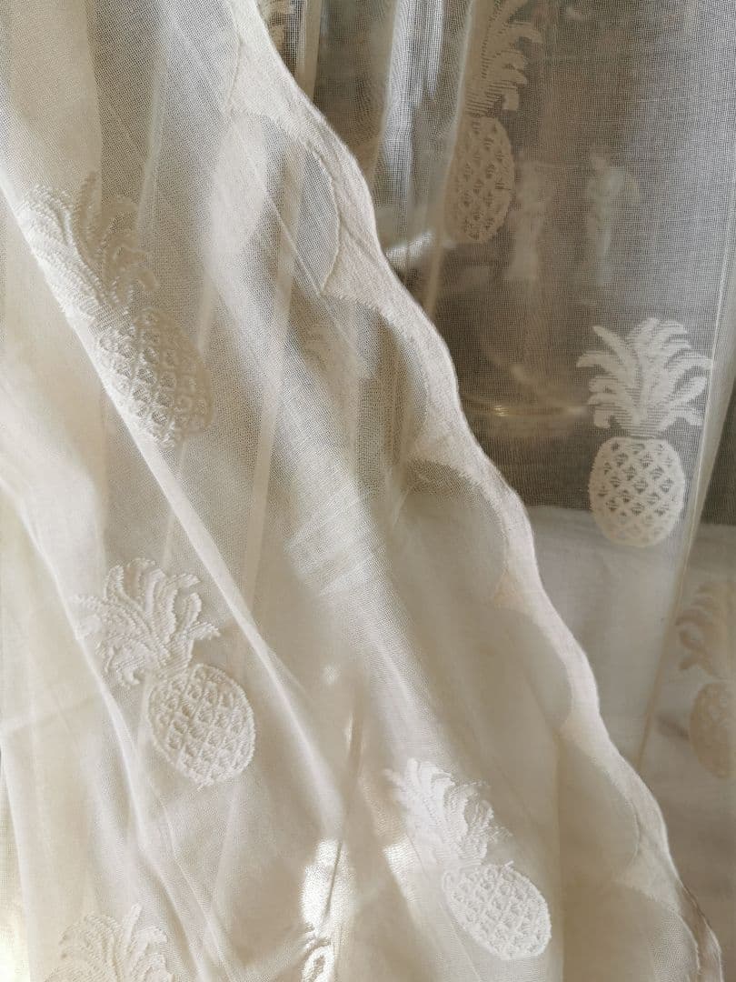 アンティーク ノッティンガムレース最高峰マドラスフレームカーテン