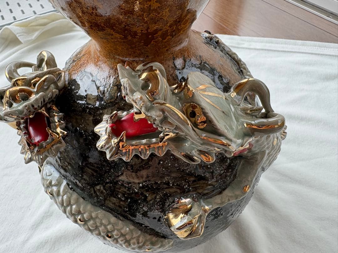 ひ*な様 相馬焼 双龍 壺 俊峰作