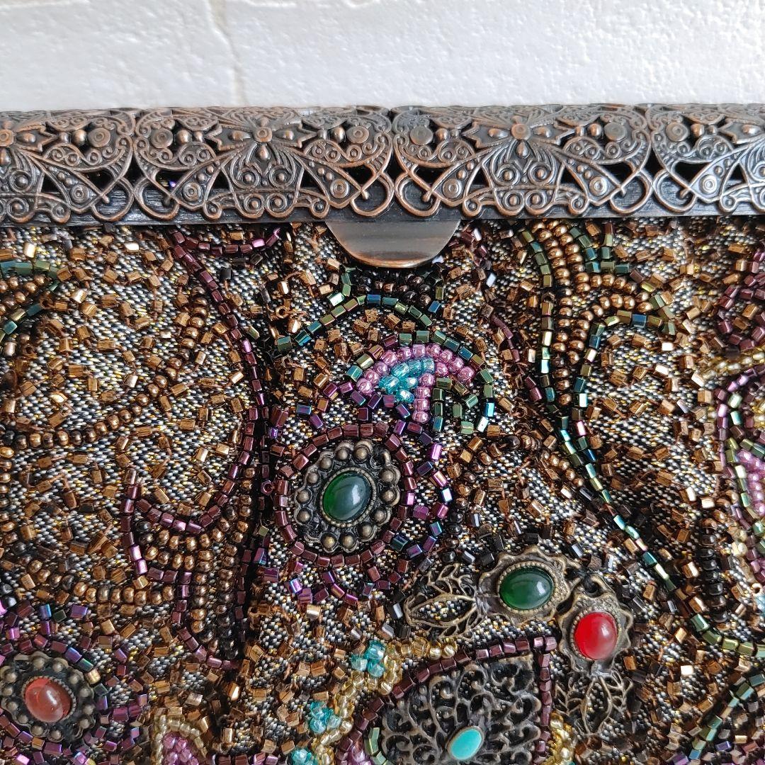 ルミーはしもと 総ビーズ ハンドバッグ がま口 皇室御用達 アンティークビジュー