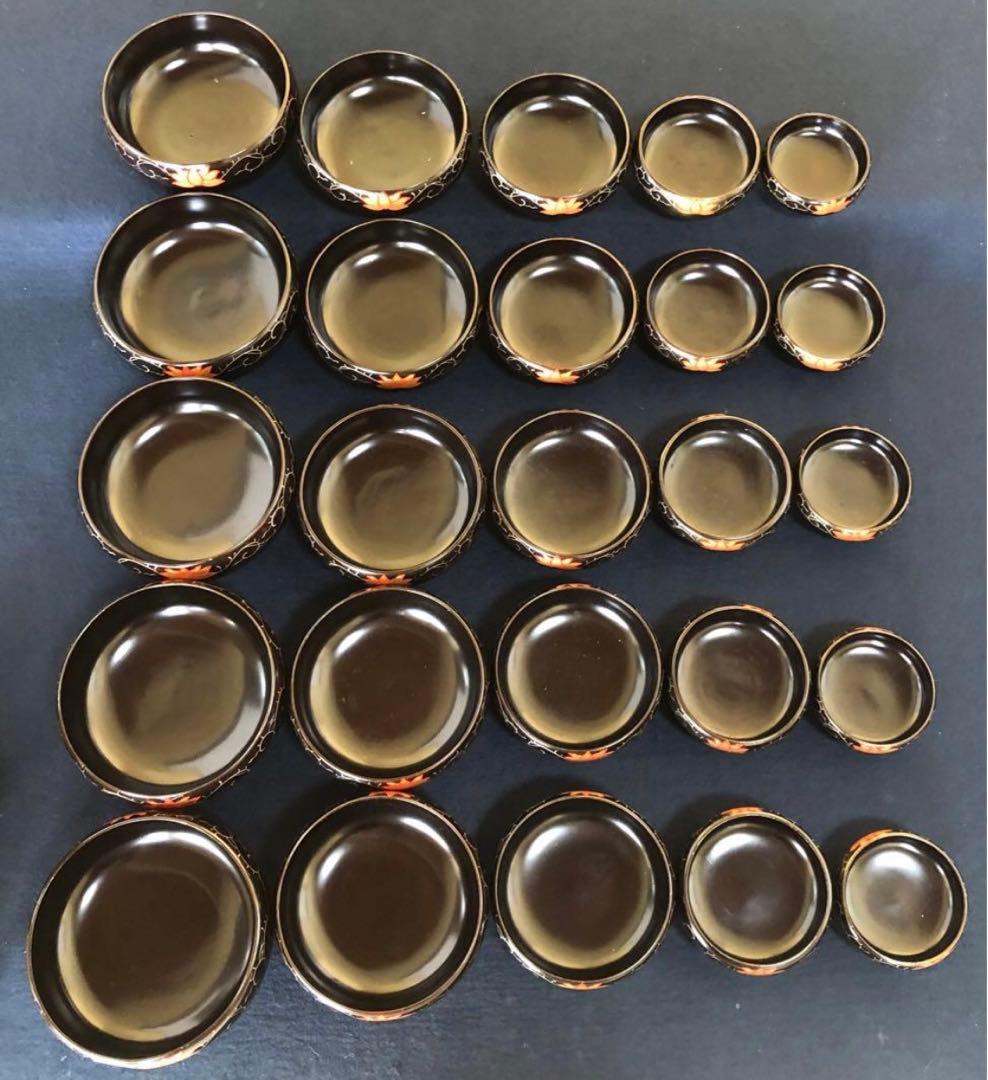 《R》輪島塗 会席五ツ揃小鉢5客 蒔絵付 木製漆器　251007あ7