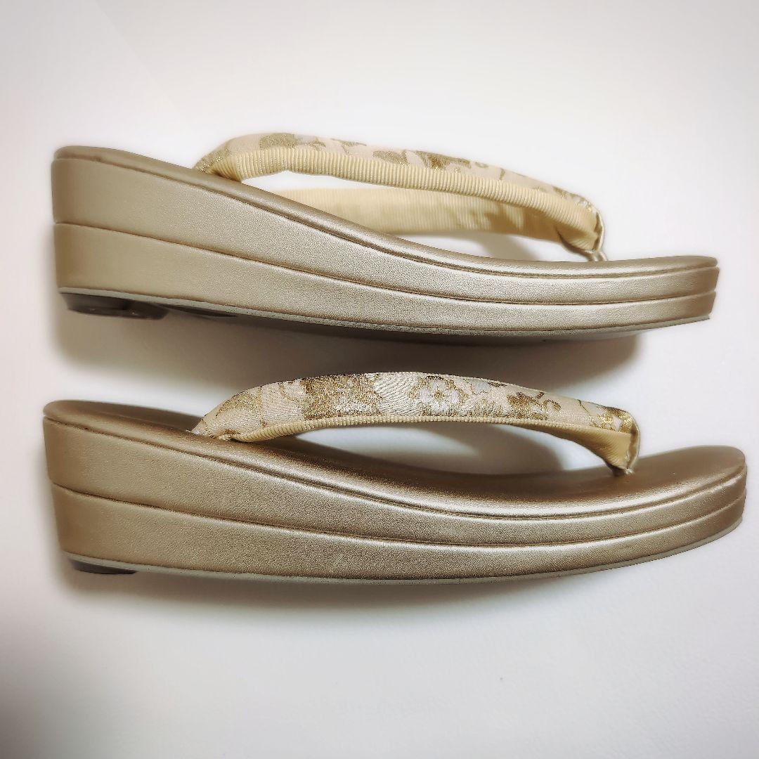 専用✨美品✨和装バッグ草履　セット　フォーマル　帯地　唐草　ゴールド　金