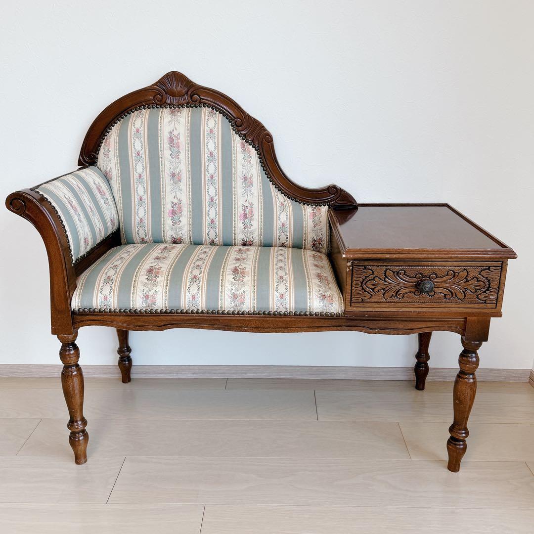 アンティーク テレフォンチェア ヴィンテージ イタリア テレフォンベンチ