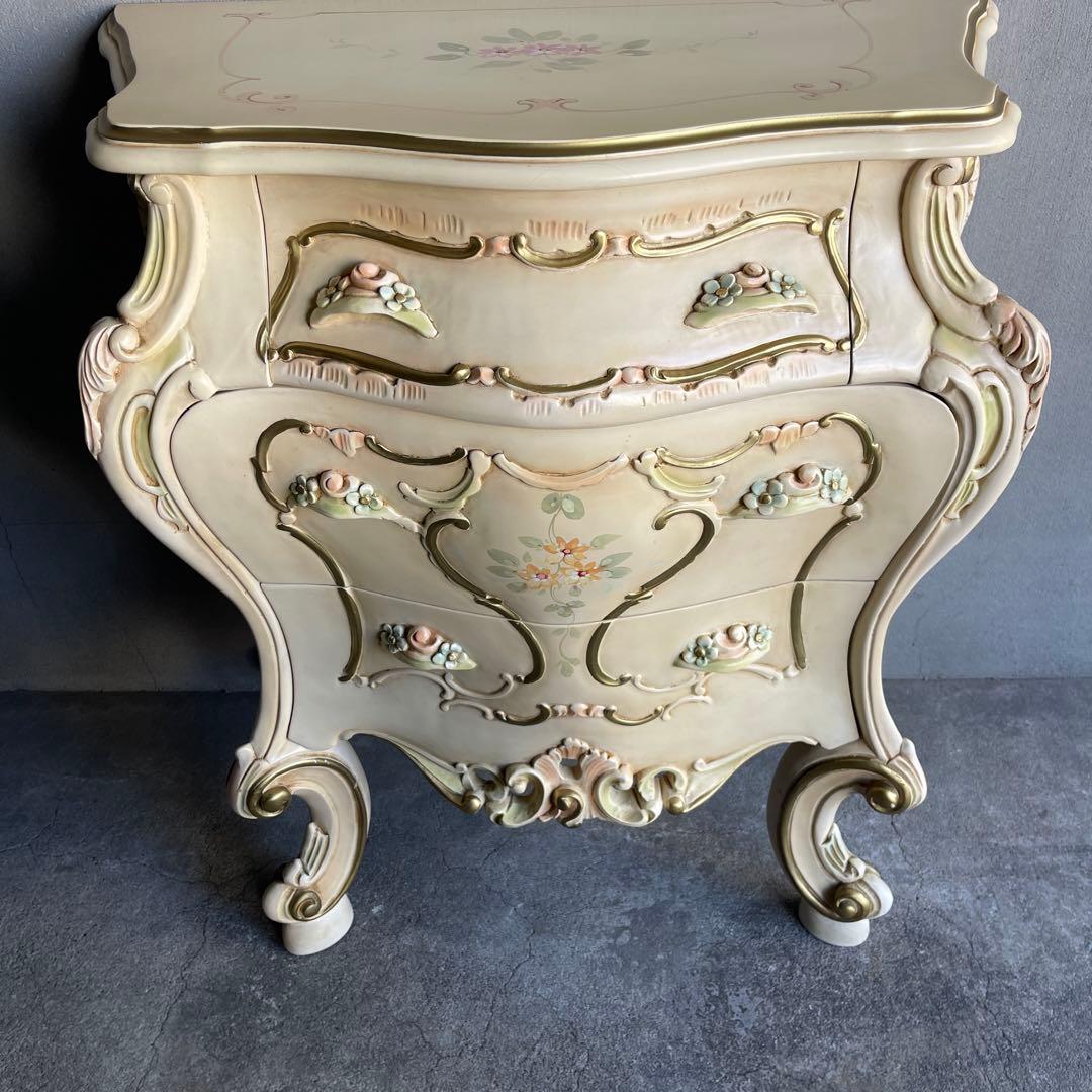 ナイトテーブル3段チェストロココ様式姫系オールドビンテージ