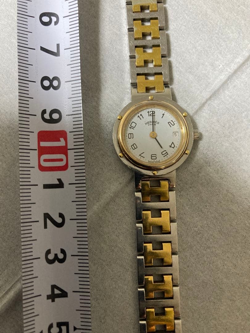 HERMES アナログ時計 シルバー/ゴールド HERMES（エルメス） 腕時計 クリッパー ステンレススチール/GP