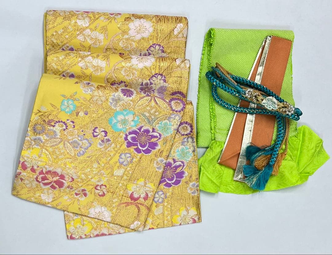 振り袖 フルセット 長襦袢付 緑 成人式 パーティー 刺繍入り 長尺袋帯