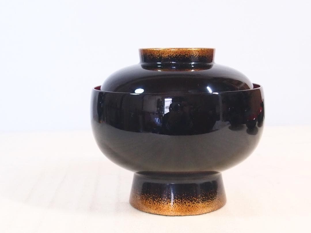 高級・未使用】輪島塗 大向高洲堂 竹林祐行 縁梨地 煮物椀 5