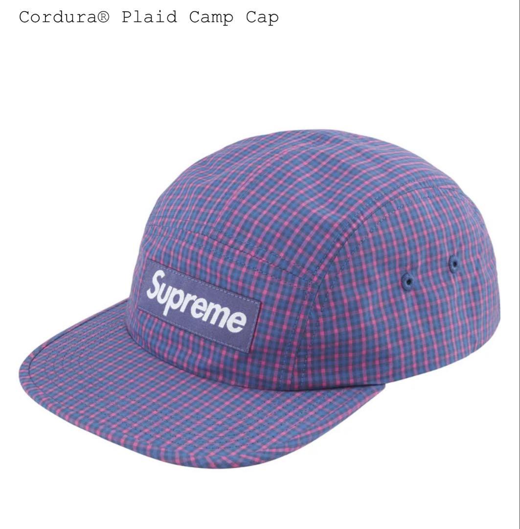 Supreme Cordura Plaid Camp Cap blue
